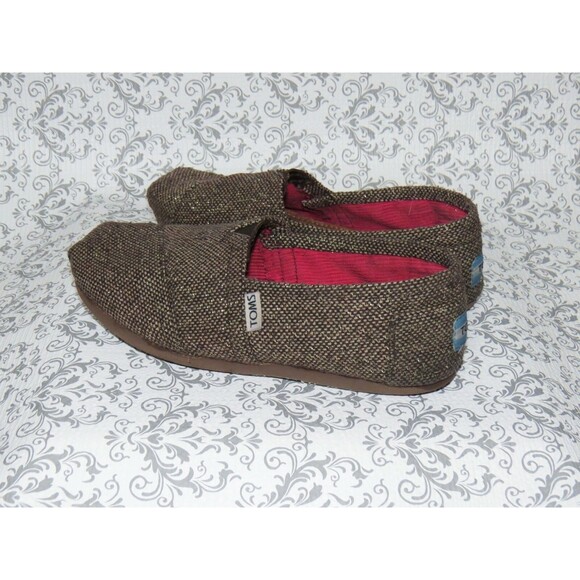 Toms Classic Brown Sz 6.5 Gold Woven Alpargatas Slip On Ballet Flats Shoes - Picture 5 of 8